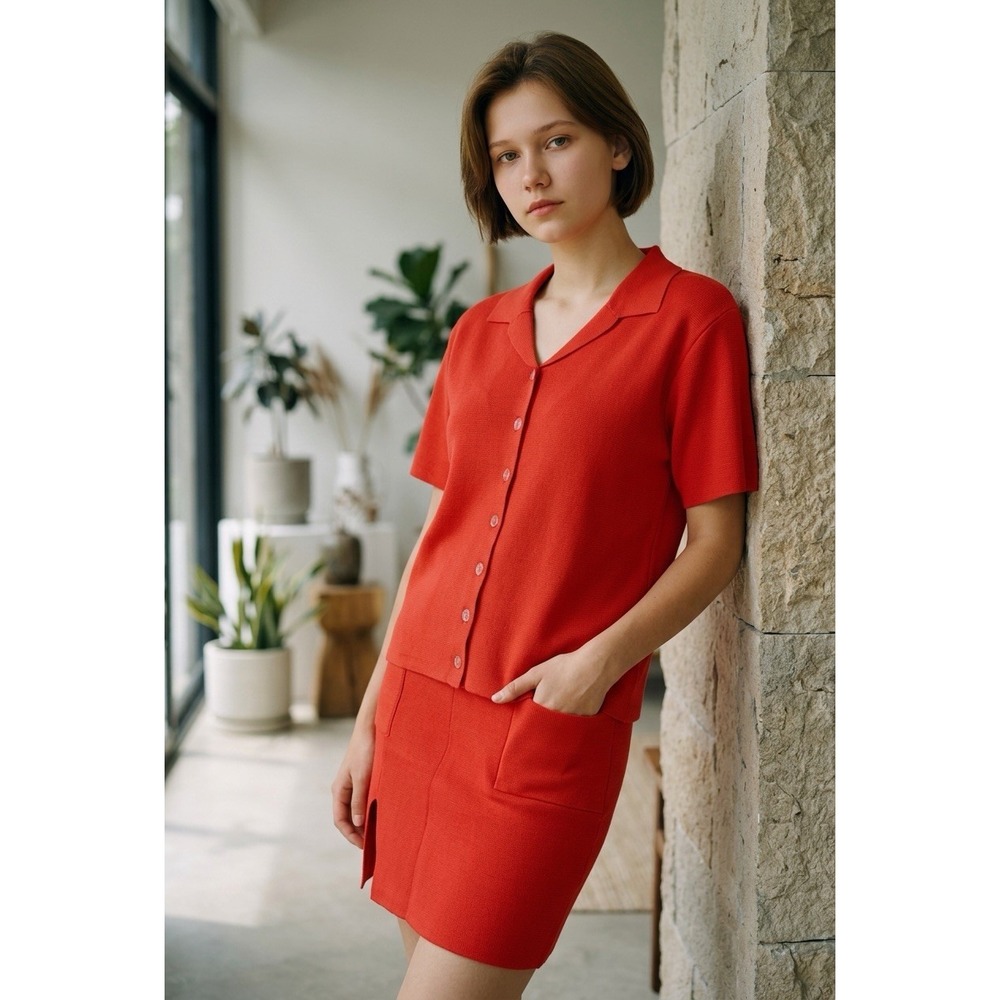NEW Hanifa Blouse And Skirt Set Knit  Size M
